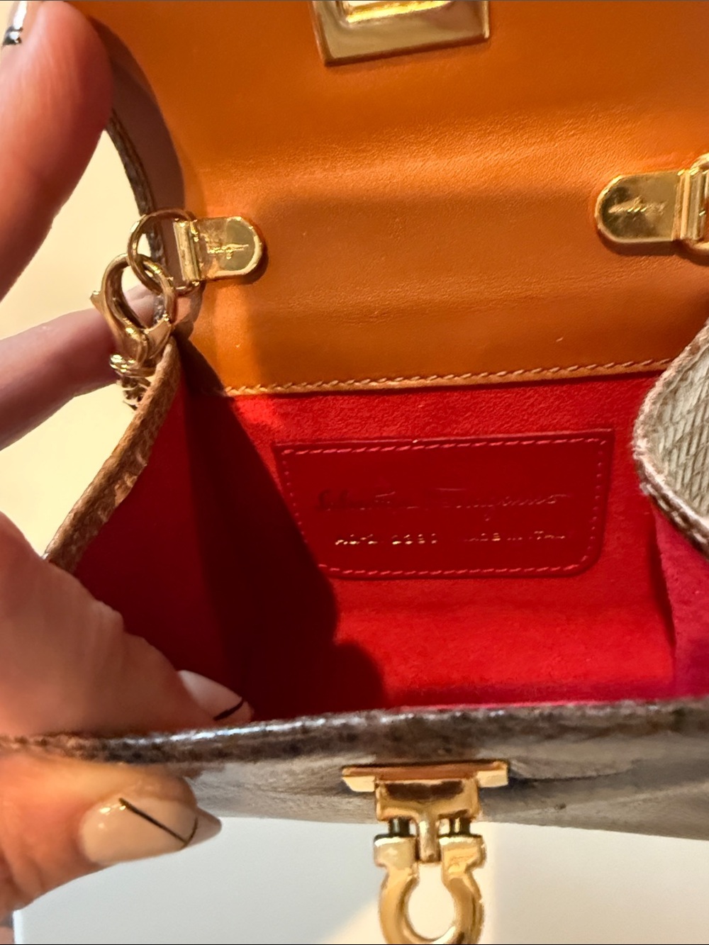 Salvatore Ferragamo Vintage Gancini Mini Crossbody/ Shoulder Bag with Gold Chain - Picture 4 of 5
